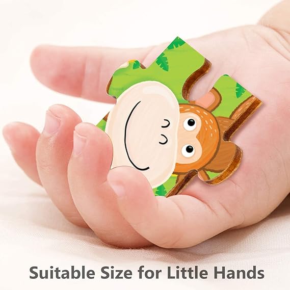 Webby Kid 4-in-1 Wildtiere Holzpuzzle-Spielzeug, 36 Teile, bunte Holzpuzzles für Gedächtnis, kreatives Denken und Farberkennung, perfekt für die visuelle Entwicklung (Kleinkinder ab 3 Jahren)