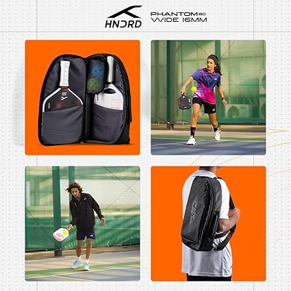Hundred Phantom 80 Pickleball-Schläger | EXTEND/ WIDE | USA-Zulassung | Japanische Rohkarbonfaser | 16 mm/ 13 mm | Schwarz/Orange | Optimiert für Kontrolle und Spin | Leichter Schläger mit komfortablem Griff