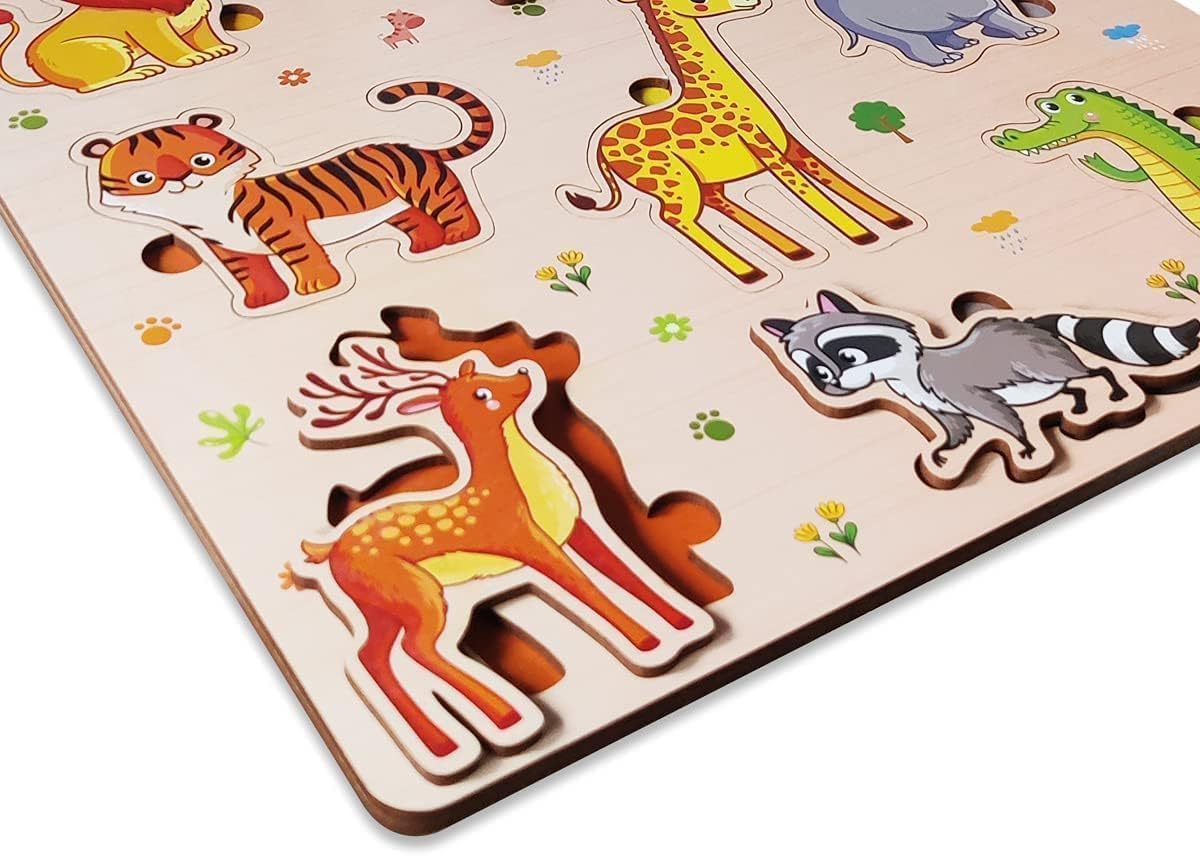 Webby Holz-Lernpuzzle-Spielzeug für Jungen und Mädchen Verbessert die visuelle Wahrnehmung, Form- und Farberkennung Fördert das Gedächtnis und die Feinmotorik Kindersicheres Design