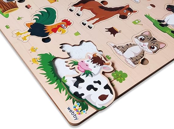 Webby Holz-Lernpuzzle-Spielzeug für Jungen und Mädchen Verbessert die visuelle Wahrnehmung, Form- und Farberkennung Fördert das Gedächtnis und die Feinmotorik Kindersicheres Design