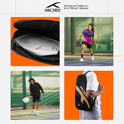 Hundred Phantom 20 Xtend Pickleball-Schläger | Power Play | Kostenlose Tasche inklusive (Schwarz/Weiß)