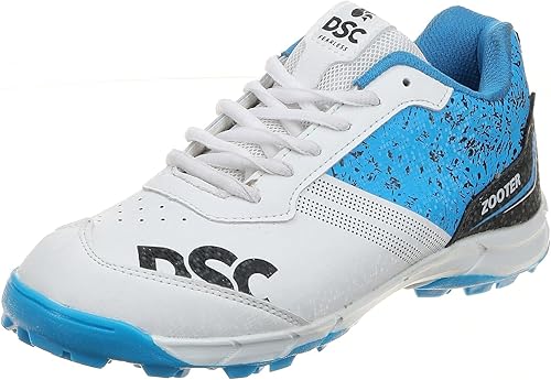 DSC Zooter cricket shoes| White/Blue| For Boys & Men | Polyvinyl Chloride