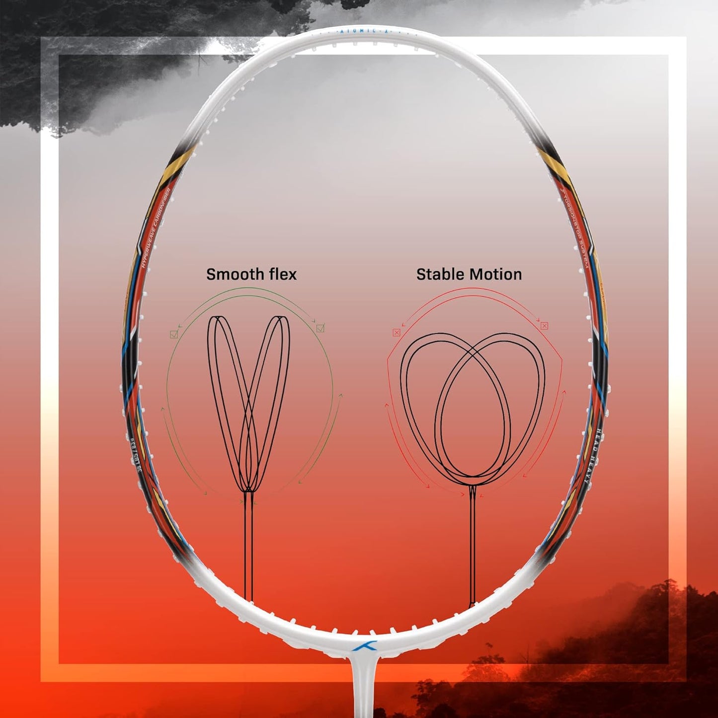 Hundred ATOMIC-X 38 CTRL-strung badminton racket, 2S026-2
