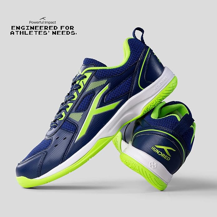 Hundred Raze Unisex Badminton Sports Shoes (Non-Marking) | for Indoor Squash, Table Tennis, Basketball & Paddle Pickle | Lightweight | X-Cushion, Toe Assist
