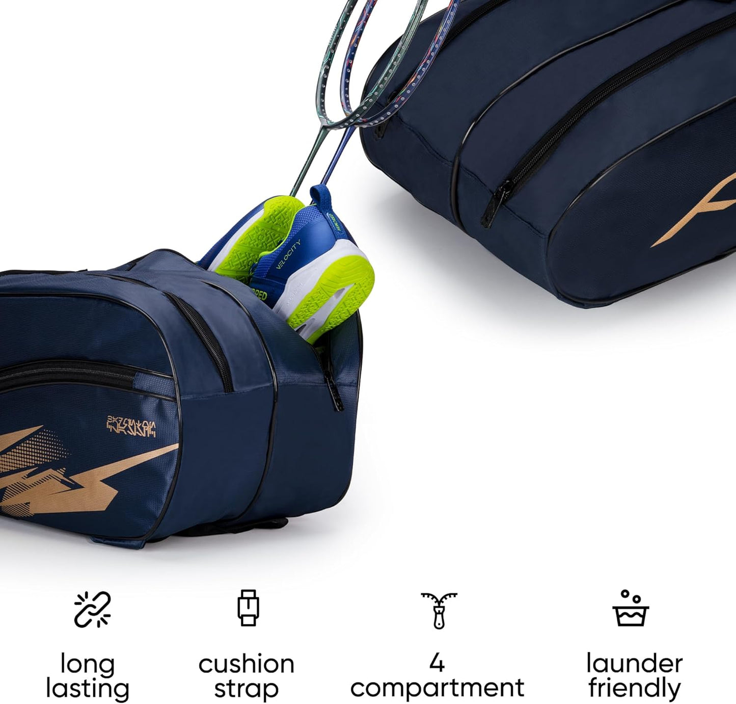 Hundred Cosmogear Badminton Set Bag |Double Zipper | Front Zipper Pocket