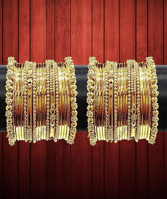 YouBella Traditional Gold Plated Oxidized Bangle Set | Material: Brass | Size: 2.6 | Fashionable Art Jewelry | For Women & Girls | Durable Design | Suitable for All Occasions