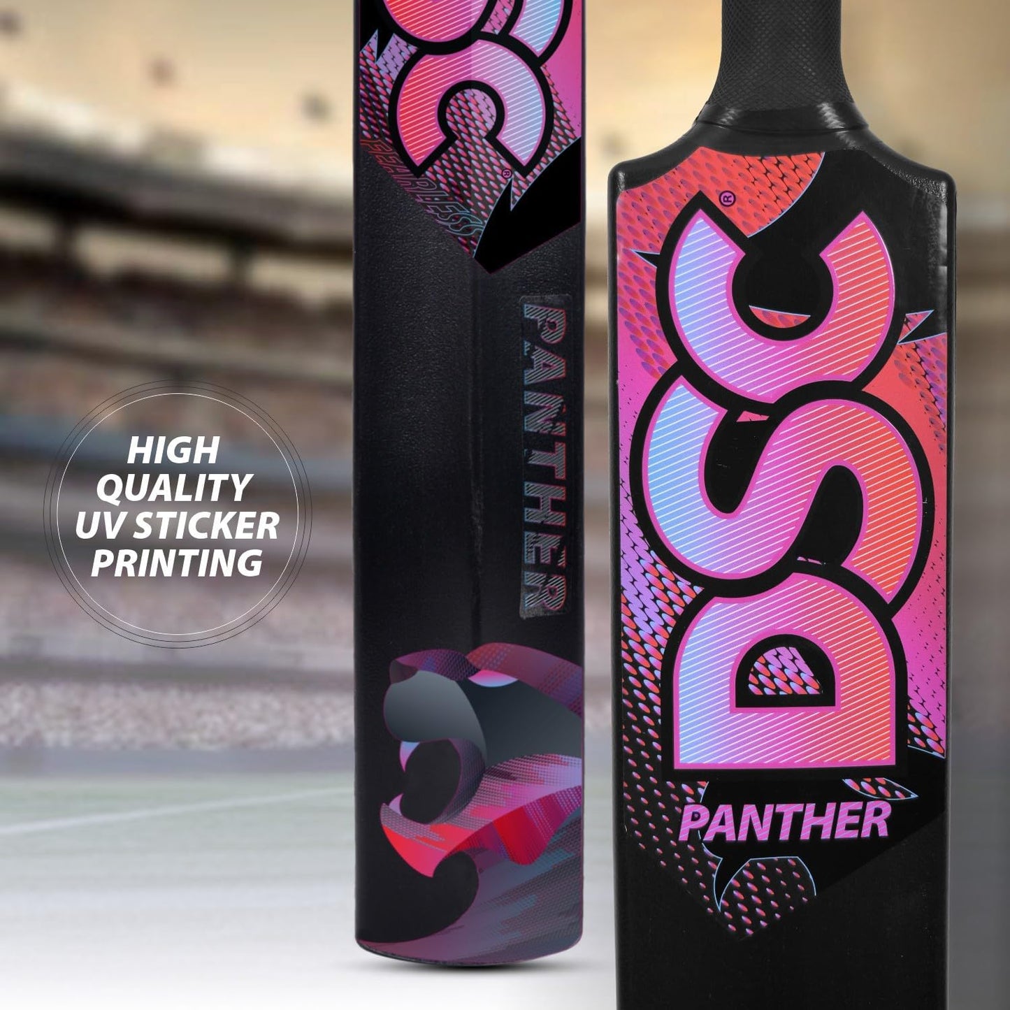 DSC Panther Cricket Set (1 Plastikschläger + 4 Plastikstümpfe + 2 Base + 2 Bails + 1 PVC Ball) | Farbe: Schwarz | Material: Kunststoff | Ideal für Tennis und Gully/Rasen-Cricket | Für Kinder