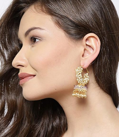 YouBella Goldplattierte Ohrringe für Frauen (Golden)(YBEAR_31070)