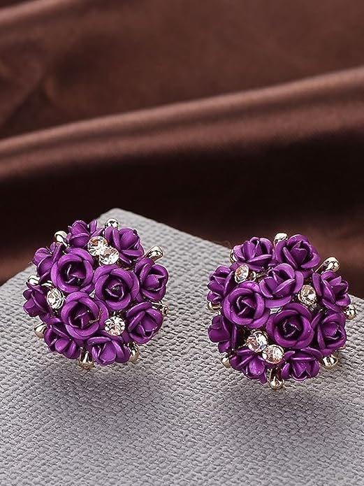 YouBella Jewelry for Women Earrings Crystal Rose Shape Floral Stud Earrings for Girls and Women