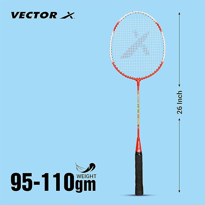 Vector X Badminton Racket | Size: 3 7/8 inches | For men and boys | Material: Aluminum | Best for professional athletes training and competition, outdoor play, backyards