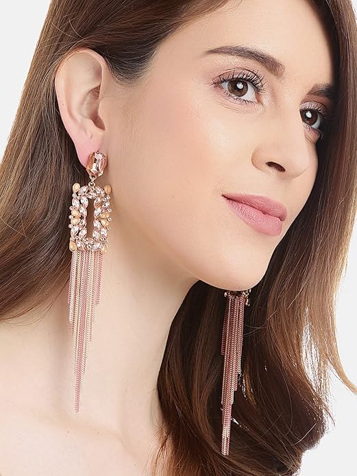 YouBella Schmuck Ohrringe | Farbe: Wein | Kristall-Quasten-H&made-Ohrringe | Für Mädchen & Frauen | Am besten zum Verschenken | Hochzeit | Stilvoll | Partykleidung | Mode | Geeignet für alle Gelegenheiten