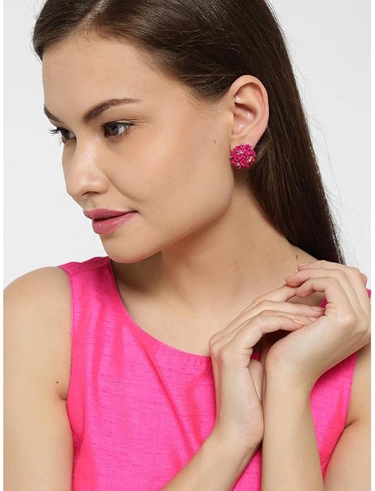 YouBella Jewelry for Women Earrings Crystal Rose Shape Floral Stud Earrings for Girls and Women