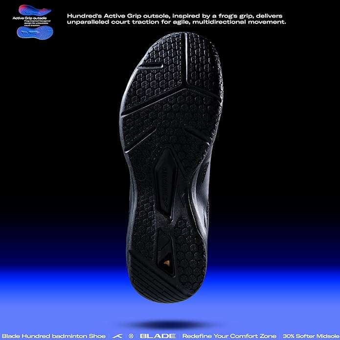 HUNDRED Blade Non-Marking Professional Badminton Shoes for Men | Material: TPU/Rubber | Suitable for Indoor Tennis/Squash/Table Tennis/Basketball & Padel