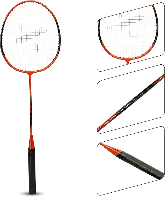 Vector X VXB-50 Badminton Racket | Color: Red | Size: 3 7/8 inches | For men & boys | Material: Aluminum | Super Lightweight | Beginner to intermediate