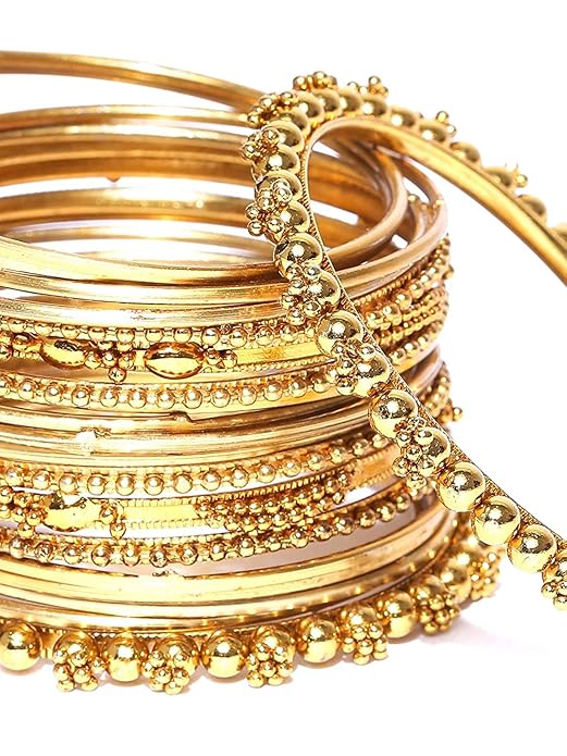 YouBella Traditional Gold Plated Oxidized Bangle Set | Material: Brass | Size: 2.6 | Fashionable Art Jewelry | For Women & Girls | Durable Design | Suitable for All Occasions