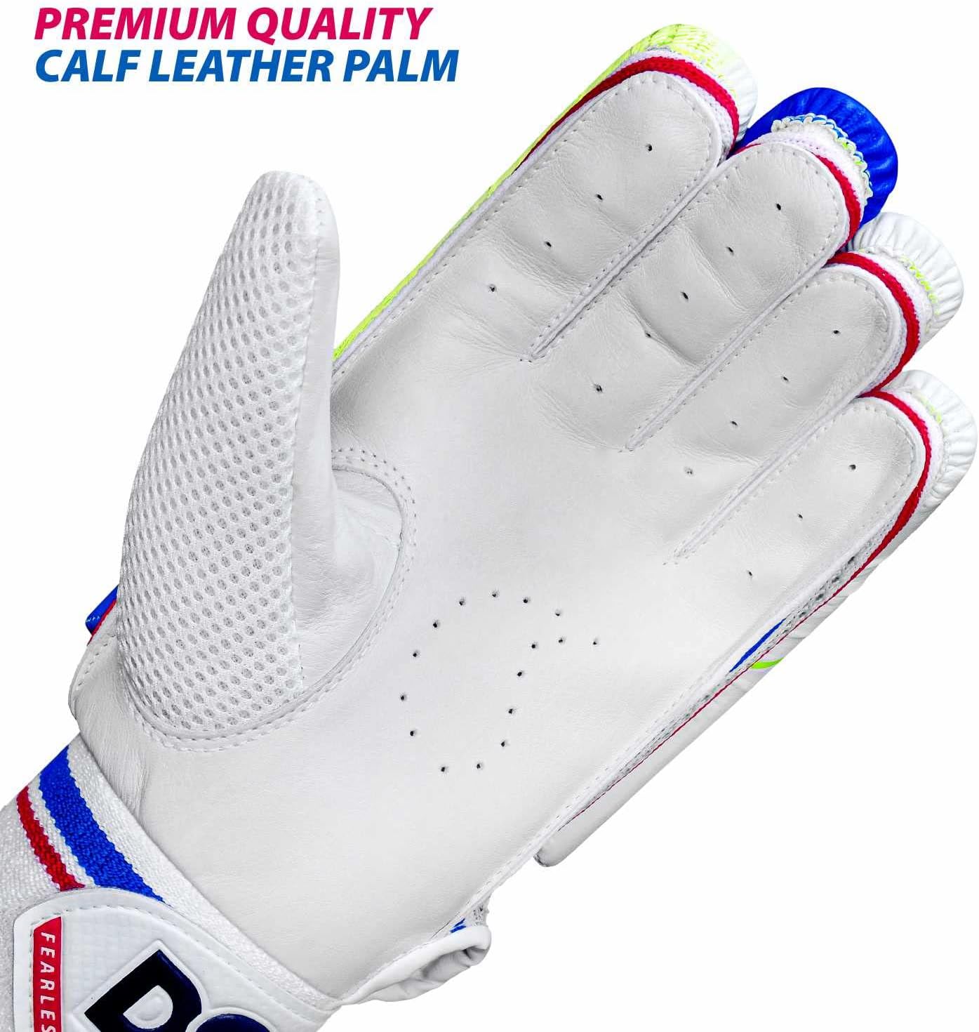 DSC Intense Attitude Cricket Batting Gloves | Color: Multicolor | Material: PU leather | for right-handed Batman | Lightweight | Reinforced protection in the two index fingers
