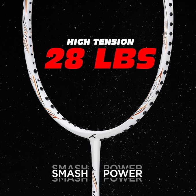 HUNDRED POWERTEK 900 Badminton Racket with Cover (BLACK/RED, Size: Standard, Grip Size: 3 1/4 inches) | Powertek 900 Series | Stringing | Material: Full Graphite | For advanced players | Weight: 84 grams | Maximum string tension - 26lbs
