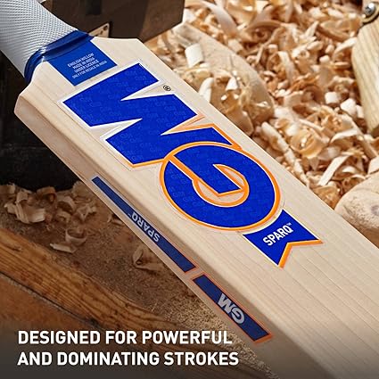 GM Sparq 303 Cricket Bat für Herren und Jungen (Beige, Größe – Harrow) | Material: Englische Weide | Spielfertig | Leichtgewicht | Ideal für Lederball | Für fortgeschrittene Spieler