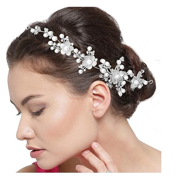 YouBella Floral Stone Hair Vine | Material: Plastic | Elegant Appearance | Hair Accessory for Bridal Wedding Functions Bridesmaid | For Women
