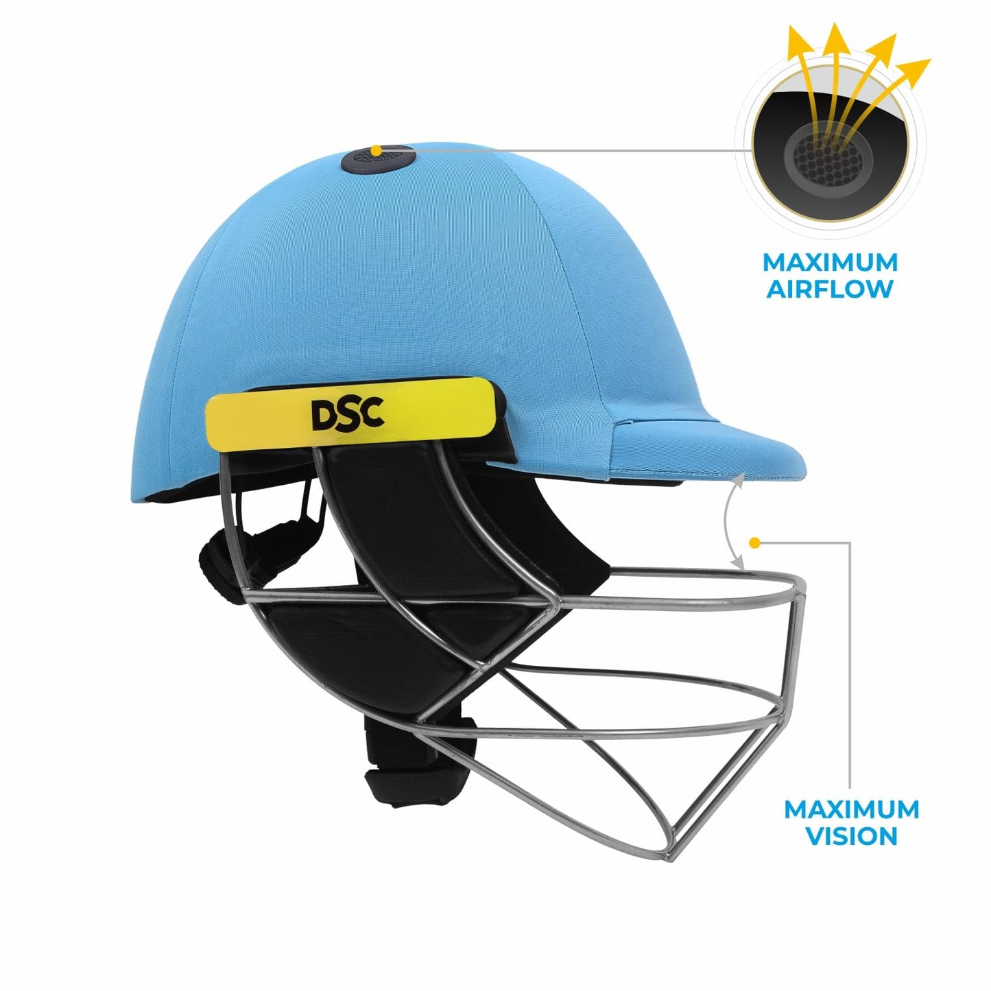 DSC Avenger PRO Premium Cricket-Helm | Für Männer & Jungen | Fester Federstahlgrill | Rückenstützriemen | Nackenschutz | Leichtgewicht