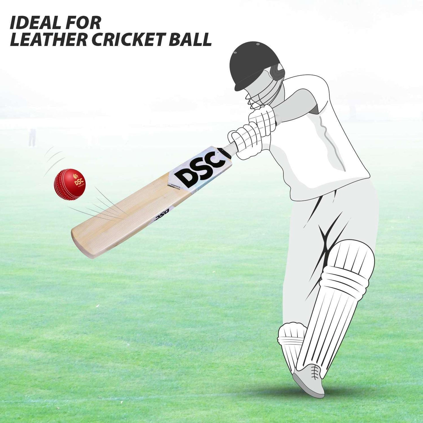 DSC Condor Flicker Kashmir Willow Cricket Bat | Farbe: Multicolor | Größe: 2 | Für Männer & Jungen | Material: Holz | Massive Ränder | Exquisite Balance