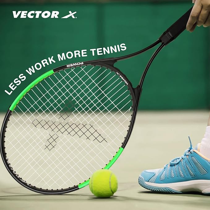 Vector X Vxt 520 Strung tennis racket | Color: Blue & White | Size: 26 inch | For men & boys | Material: Aluminum | Super light & easy to swing | Handle size - 4 3/8