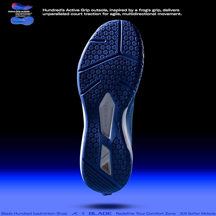 HUNDRED Blade Non-Marking Professional Badminton Shoes for Men | Material: TPU/Rubber | Suitable for Indoor Tennis/Squash/Table Tennis/Basketball & Padel