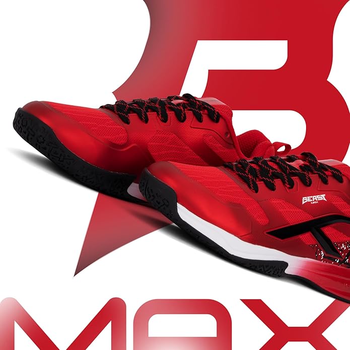 HUNDRED Beast Max Non-Marking Professional Badminton Shoes for Men (Black/Gold, EU 44/UK 10/US 11) | Material: Polyester/TPU | Suitable for indoor tennis/squash/table tennis/basketball & padel