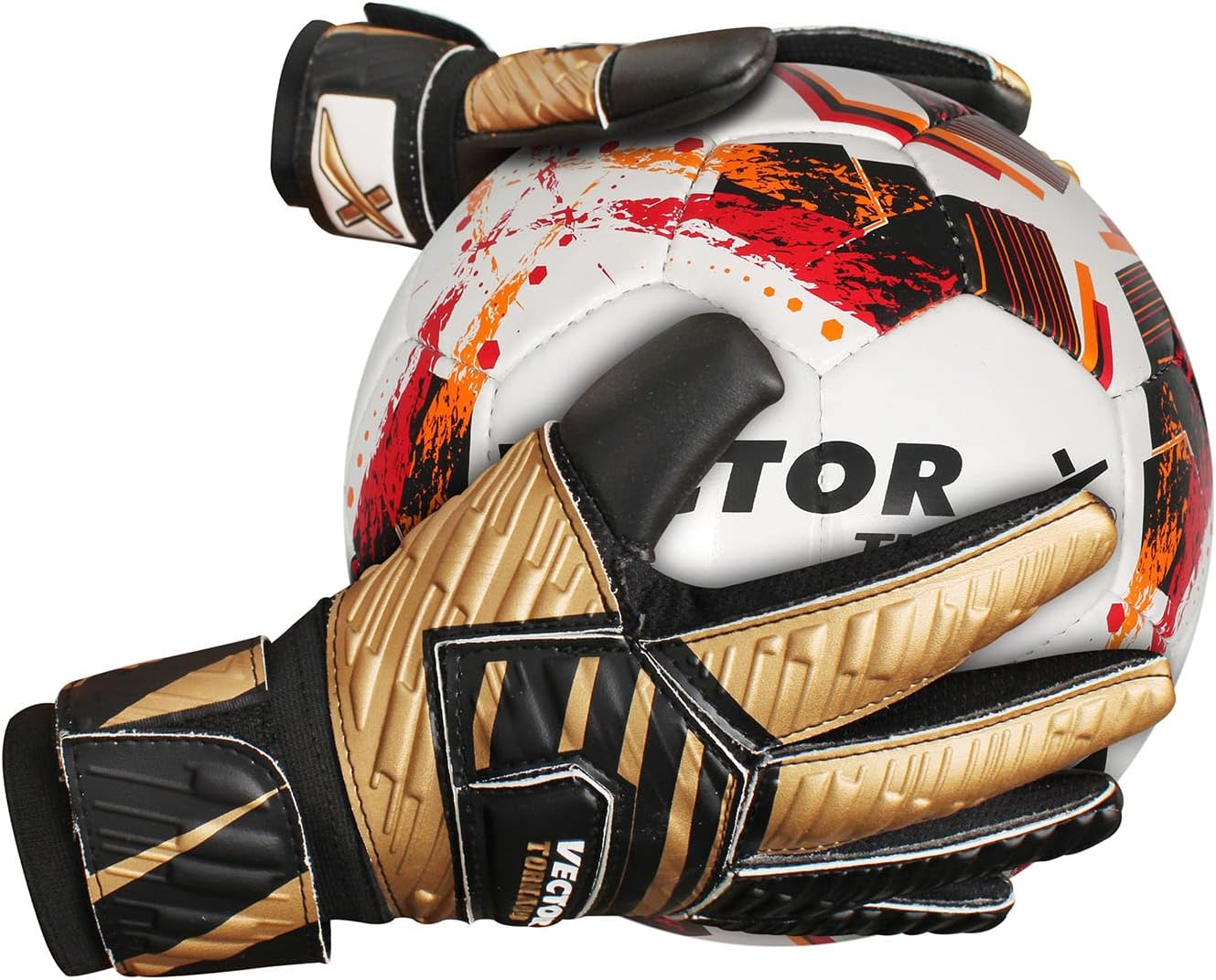 Vector X Tornado Goal Keeper Gloves | für Mehrzweckgebrauch Starker Griff für die härtesten Saves | mit Finger Spines, um herrlichen Schutz und Komfort zu geben | Finger Saver | Multicolor