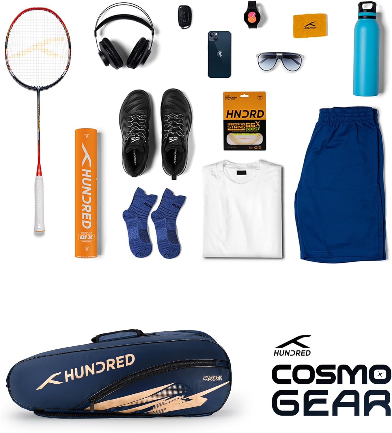 Hundred Cosmogear Badminton Set Bag |Double Zipper | Front Zipper Pocket
