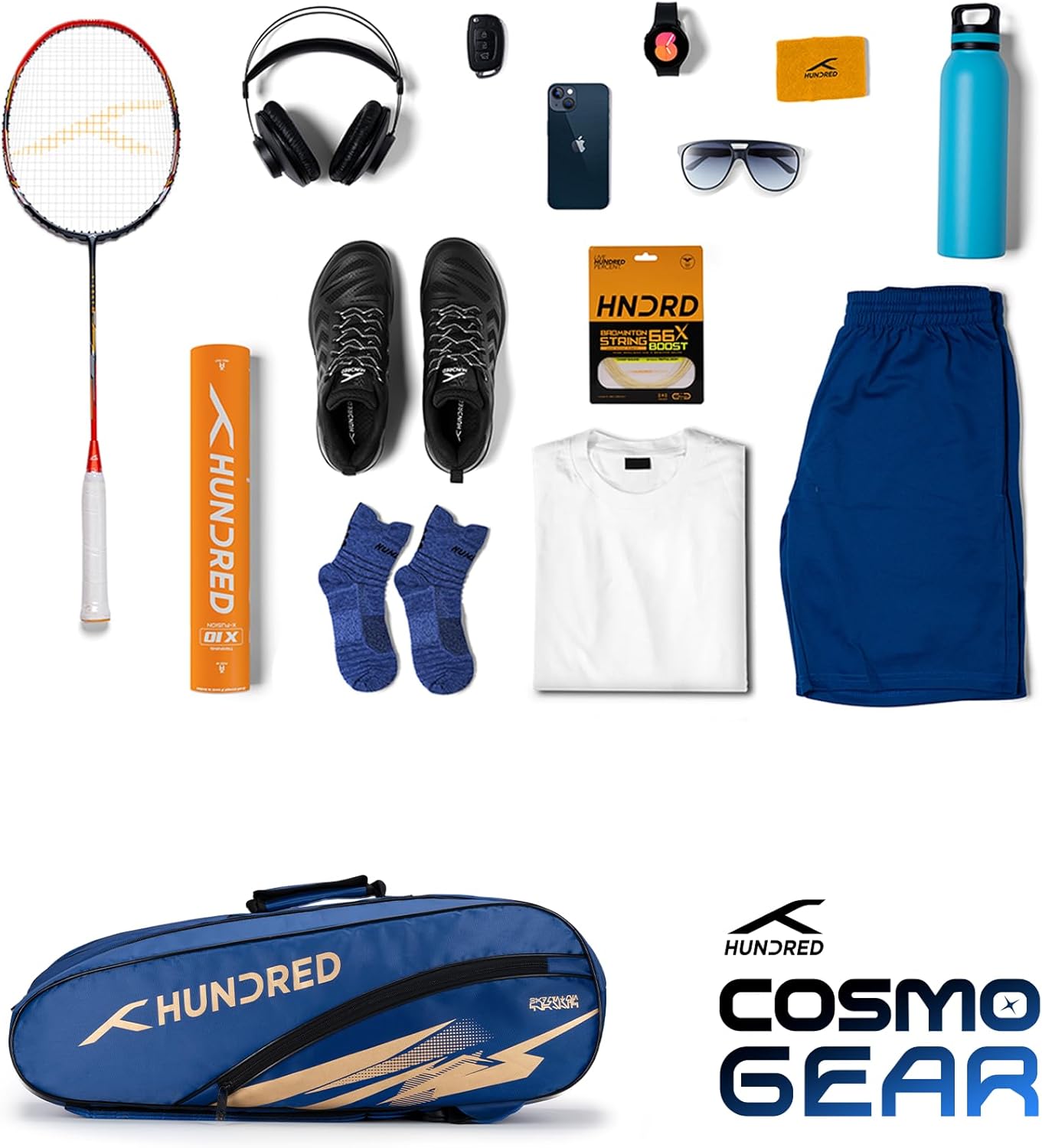 Hundred Cosmogear Badminton Set Bag |Double Zipper | Front Zipper Pocket