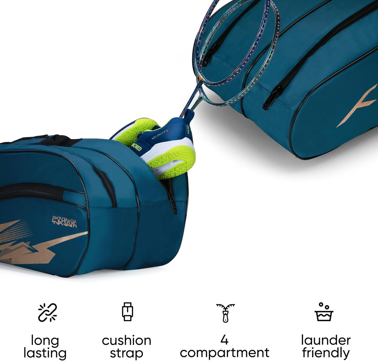 Hundred Cosmogear Badminton Set Bag |Double Zipper | Front Zipper Pocket