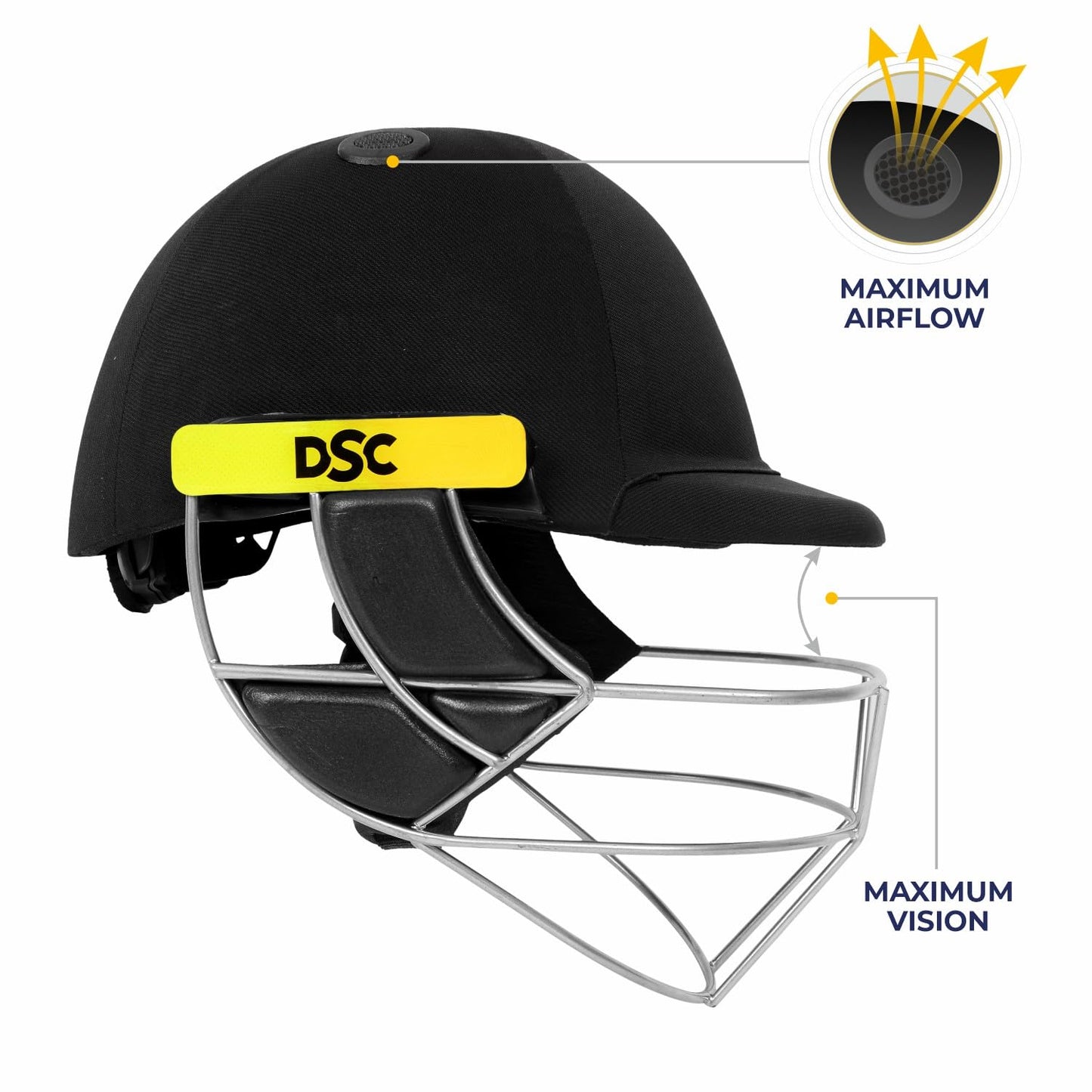 DSC Avenger PRO Premium Cricket-Helm | Für Männer & Jungen | Fester Federstahlgrill | Rückenstützriemen | Nackenschutz | Leichtgewicht