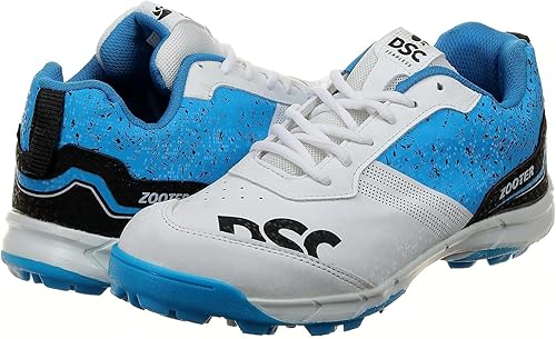 DSC Zooter cricket shoes| White/Blue| For Boys & Men | Polyvinyl Chloride