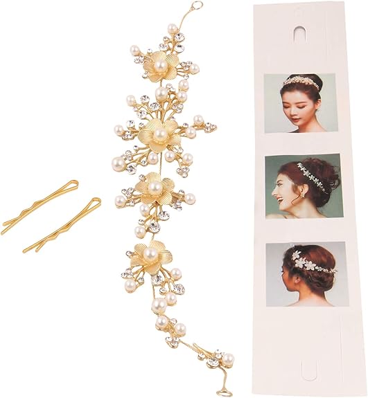 YouBella Floral Stone Hair Vine | Material: Plastic | Elegant Appearance | Hair Accessory for Bridal Wedding Functions Bridesmaid | For Women