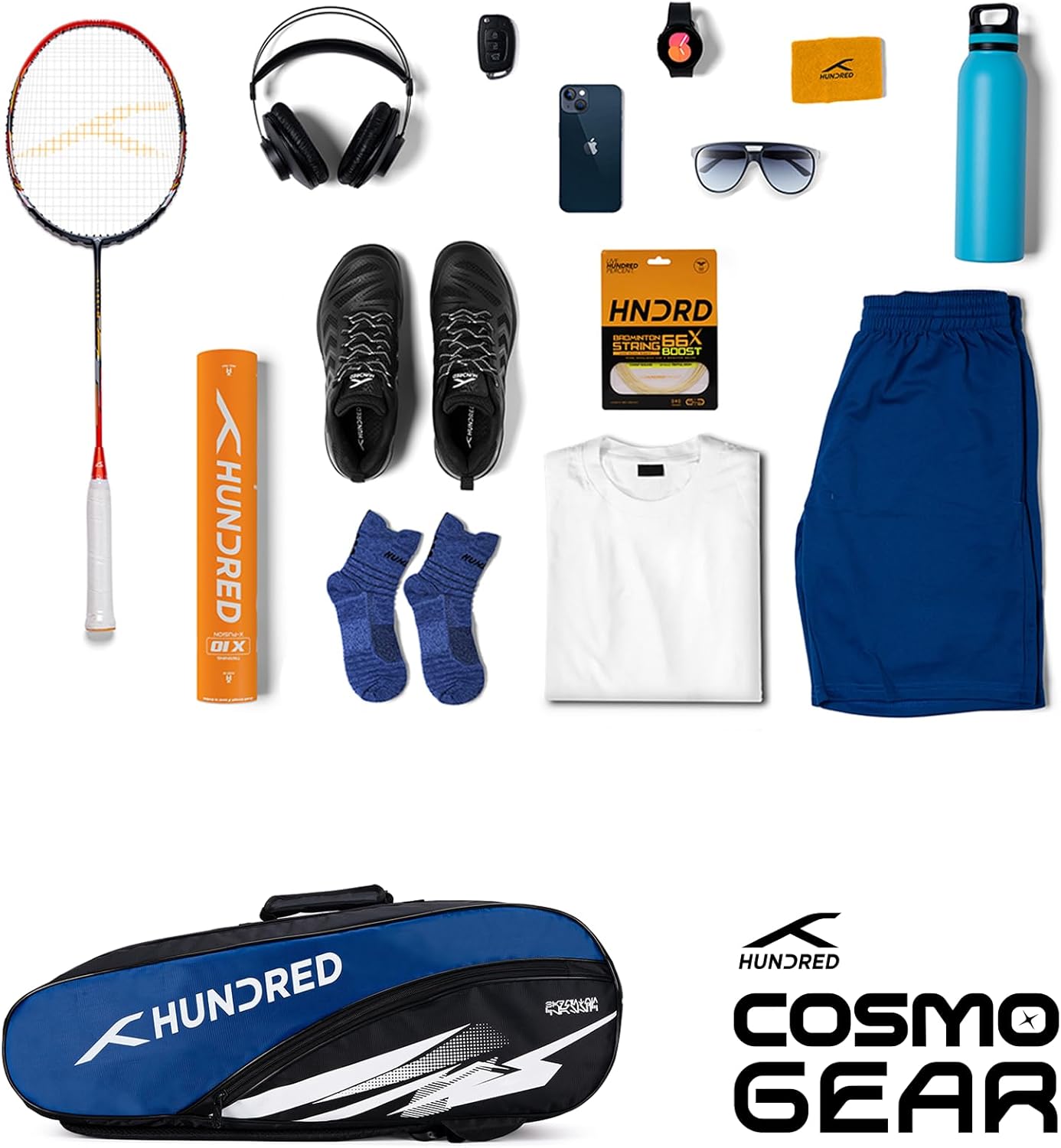 Hundred Cosmogear Badminton Set Bag |Double Zipper | Front Zipper Pocket