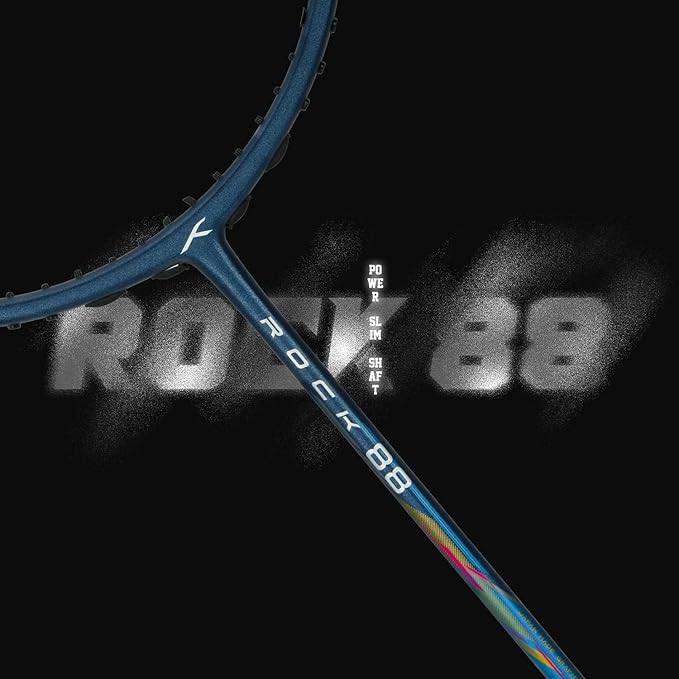 HUNDRED ROCK 88 Carbon Fiber Strung Badminton Racket with Full Racket Cover | For Intermediate Players | 78 grams | Maximum String Tension - 32lbs