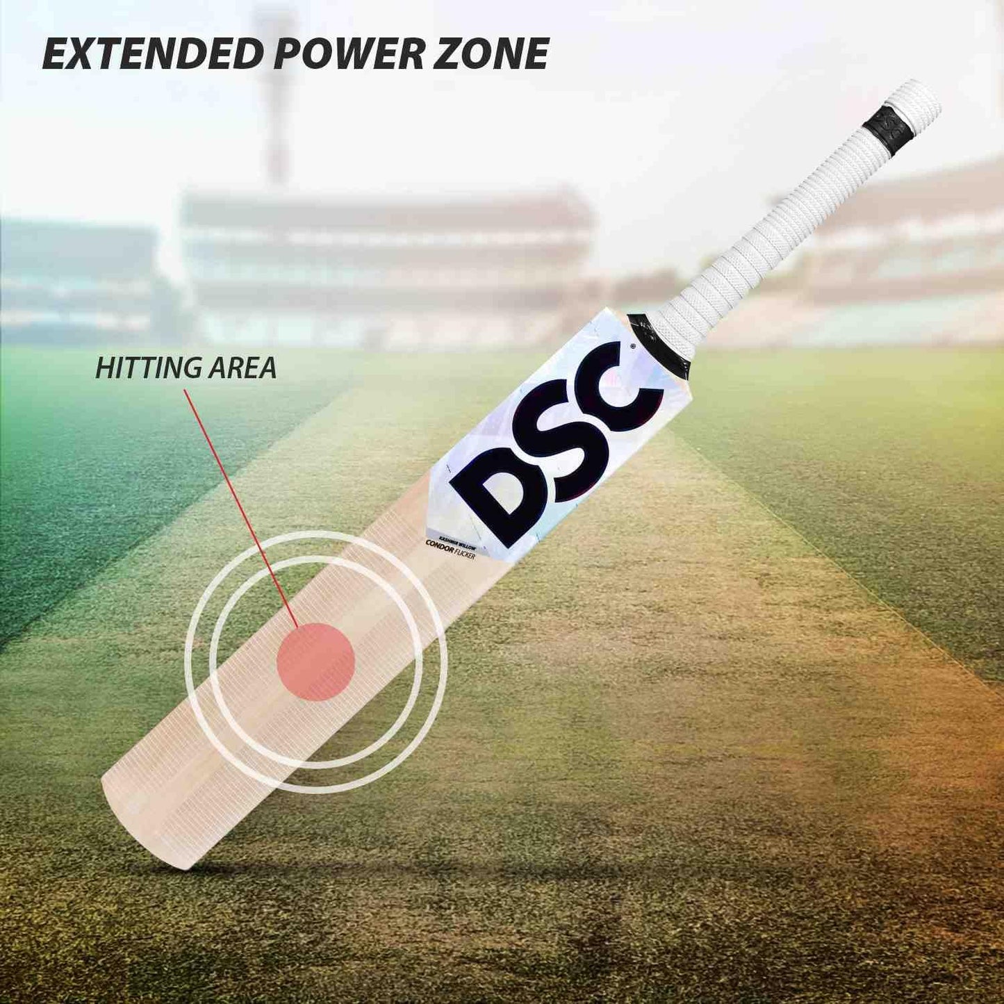 DSC Condor Flicker Kashmir Willow Cricket Bat | Farbe: Multicolor | Größe: 2 | Für Männer & Jungen | Material: Holz | Massive Ränder | Exquisite Balance