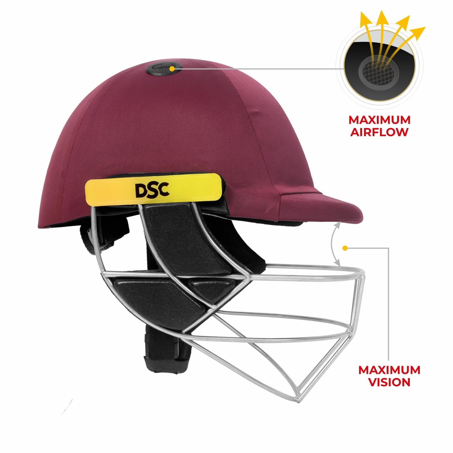 DSC Avenger PRO Premium Cricket-Helm | Für Männer & Jungen | Fester Federstahlgrill | Rückenstützriemen | Nackenschutz | Leichtgewicht