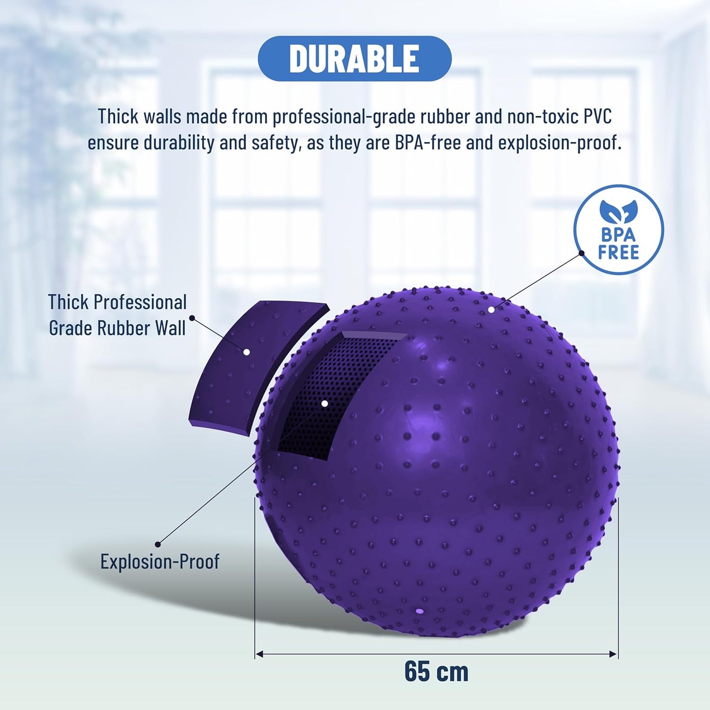 Endless Thick Yoga Ball | Assorted | Material: PVC | Gym Exercise Ball, Anti-Burst Yoga Ball | Balance Ball Chair for Fitness Workout Stability Pilates | for Gym & Home | Bath Men & Women