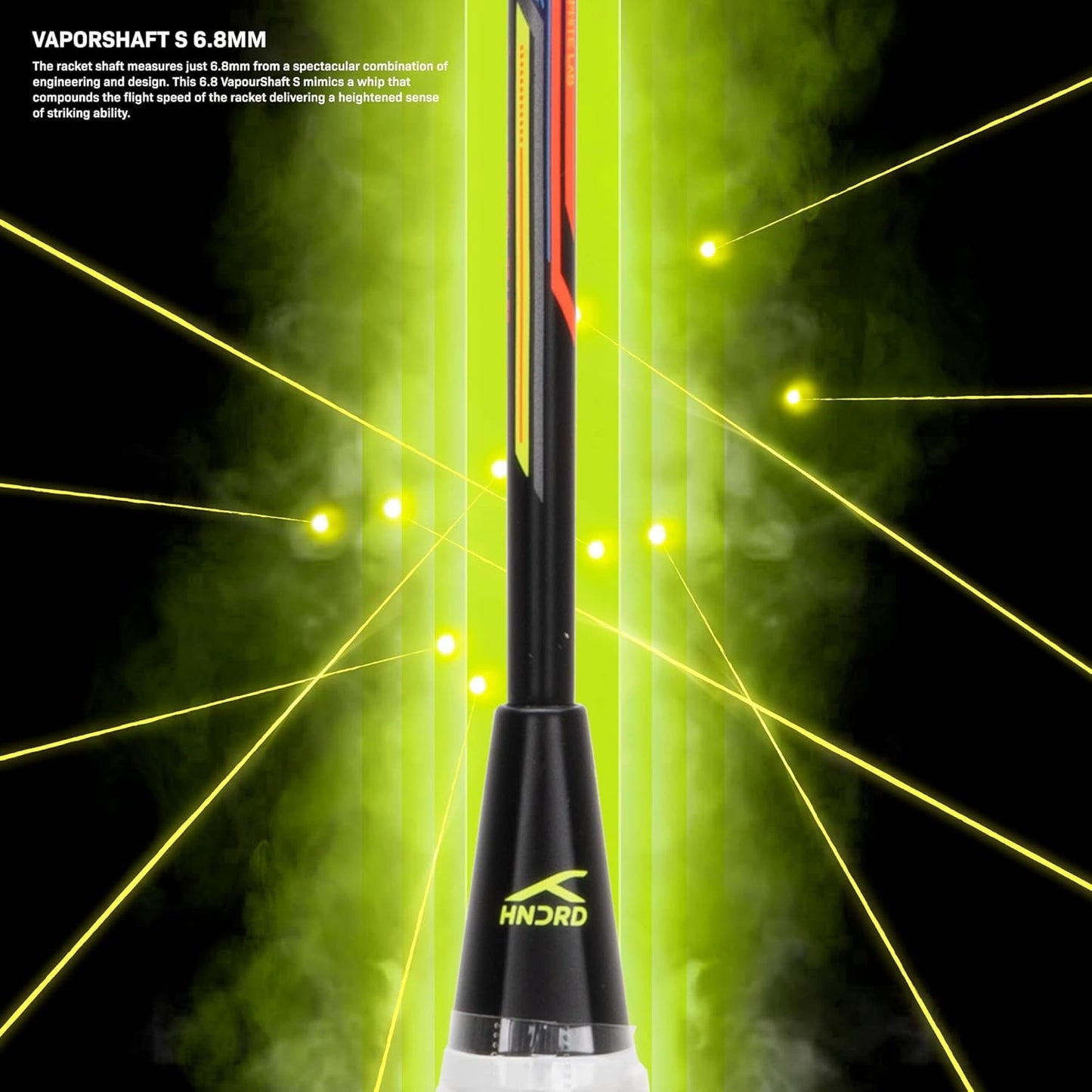 Hundred N-ERGY 80 Badmintonschläger mit Carbonfaserüberzug und kompletter Schlägerhülle | Für fortgeschrittene Spieler | 80 g | Maximale Saitenspannung: 32 lbs