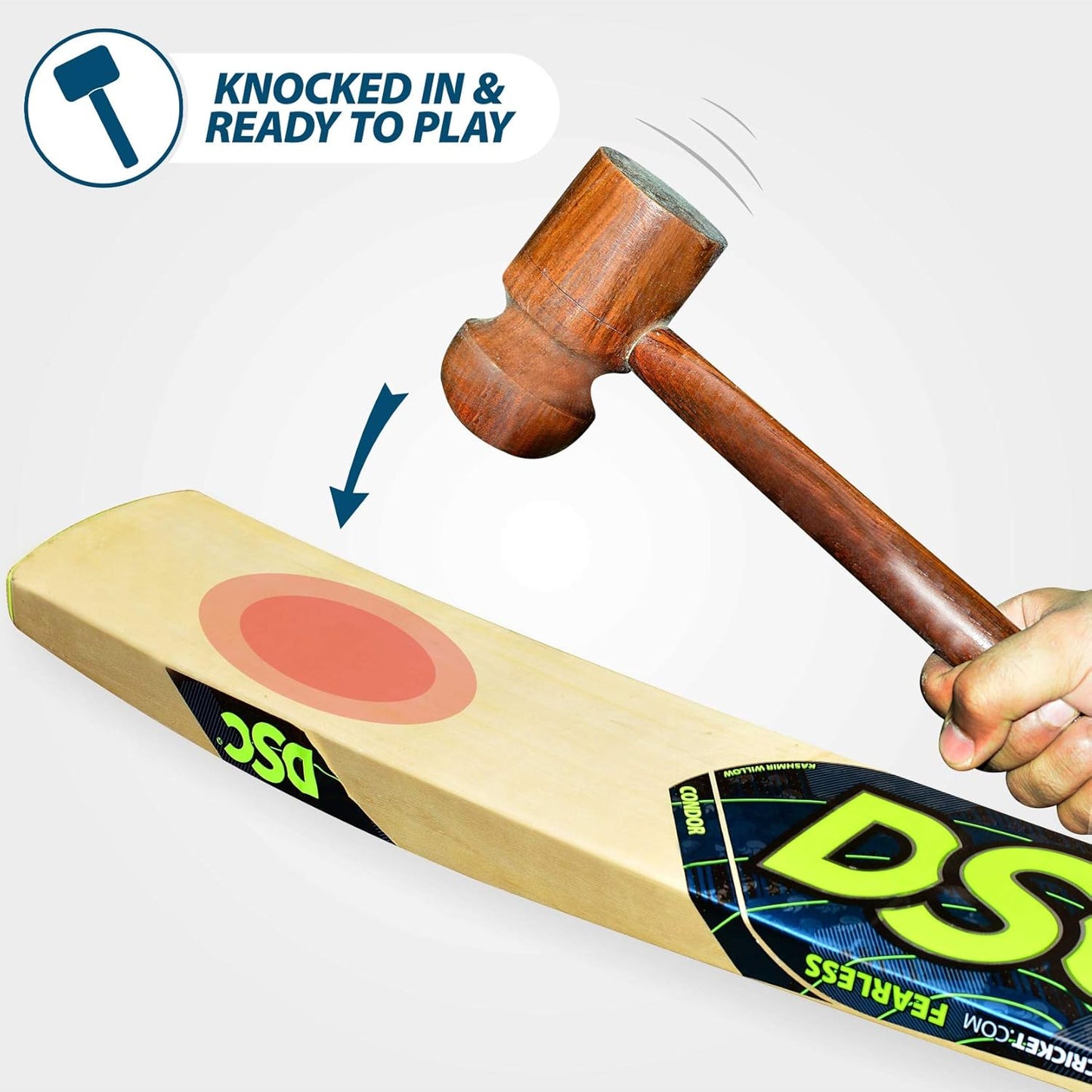DSC Condor Sizzler Kashmir Willow Cricket Bat | Farbe: Multicolour | Für Herren & Jungen | Material: Holz | Leder Ballspiel | Massive Edges