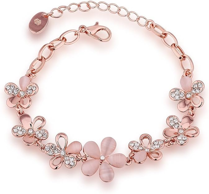 YouBella Stylisches Blumenarmband | Rose Gold | Material: Messing | Modischer Kunstschmuck | Für Frauen & Mädchen | Langlebiges Finish | Geeignet für alle Anlässe