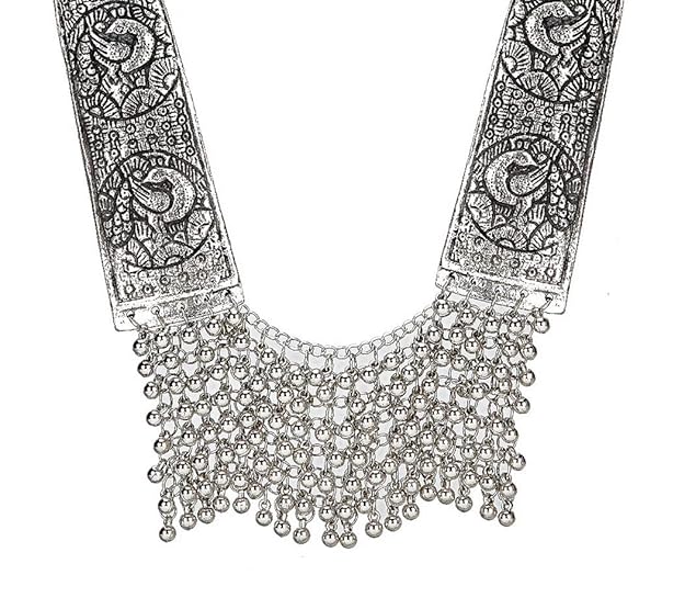 YouBella stilvolle afghanische Stammes-Halskette | Versilbert | Material: Messing | Modischer Kunstschmuck | Ideal zum Verschenken und für den persönlichen Gebrauch | Für Frauen und Mädchen