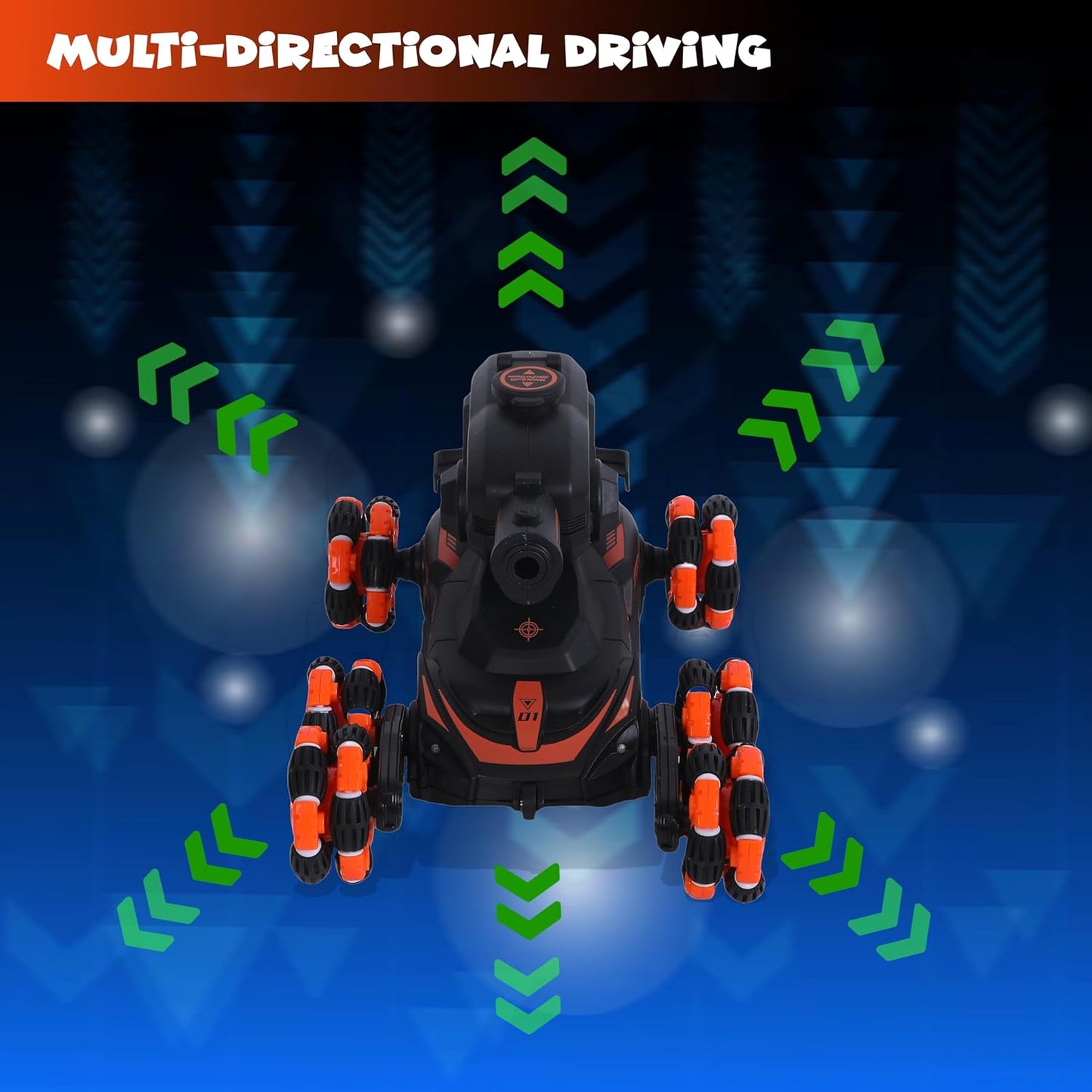 FUNFY 1:16 Scale 6-Wheel RC Stunt Car with Climbing and Shooting Function | Black | with 6 wheels for 45-degree propulsion, fog effect, obstacle crossing, all-wheel drive, and rechargeable battery for children and as a gift