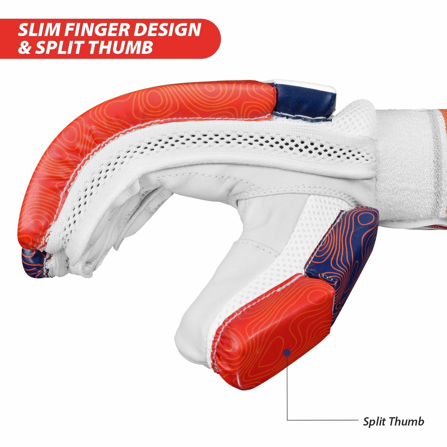 DSC Intense Attitude Cricket Batting Gloves | Color: Multicolor | Material: PU leather | for right-handed Batman | Lightweight | Reinforced protection in the two index fingers