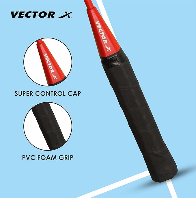 Vector X Badminton Racket | Size: 3 7/8 inches | For men and boys | Material: Aluminum | Best for professional athletes training and competition, outdoor play, backyards