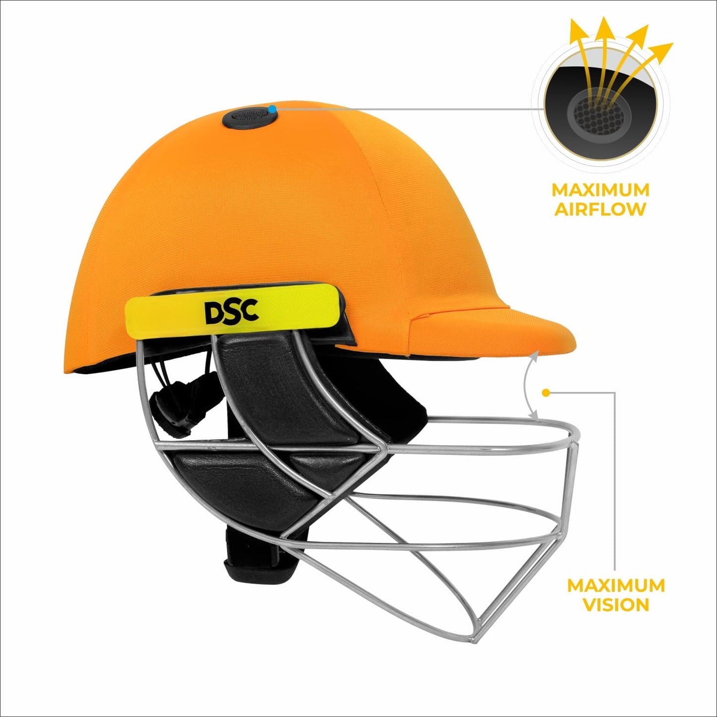 DSC Avenger PRO Premium Cricket-Helm | Für Männer & Jungen | Fester Federstahlgrill | Rückenstützriemen | Nackenschutz | Leichtgewicht
