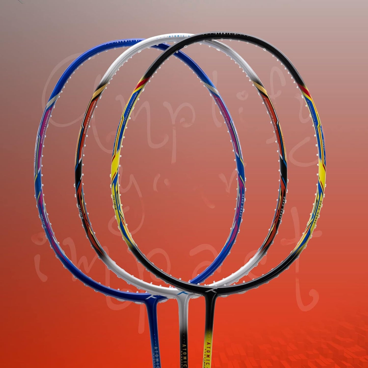 Hundred ATOMIC-X 38 CTRL-strung badminton racket, 2S026-2