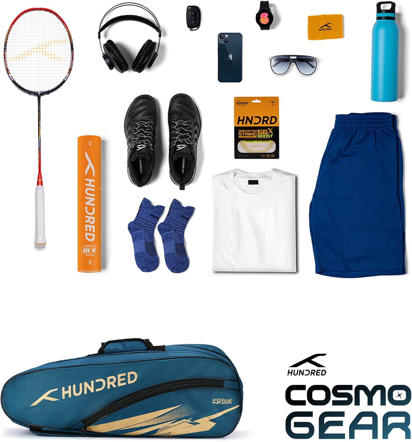 Hundred Cosmogear Badminton Set Bag |Double Zipper | Front Zipper Pocket
